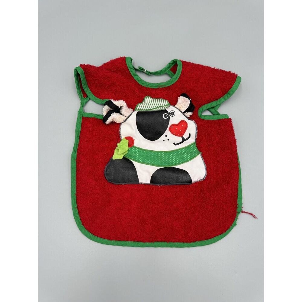 VTG Christmas Large Pullover CLOTH BIB Mullin Square Kids Baby Bib READ DETAILS